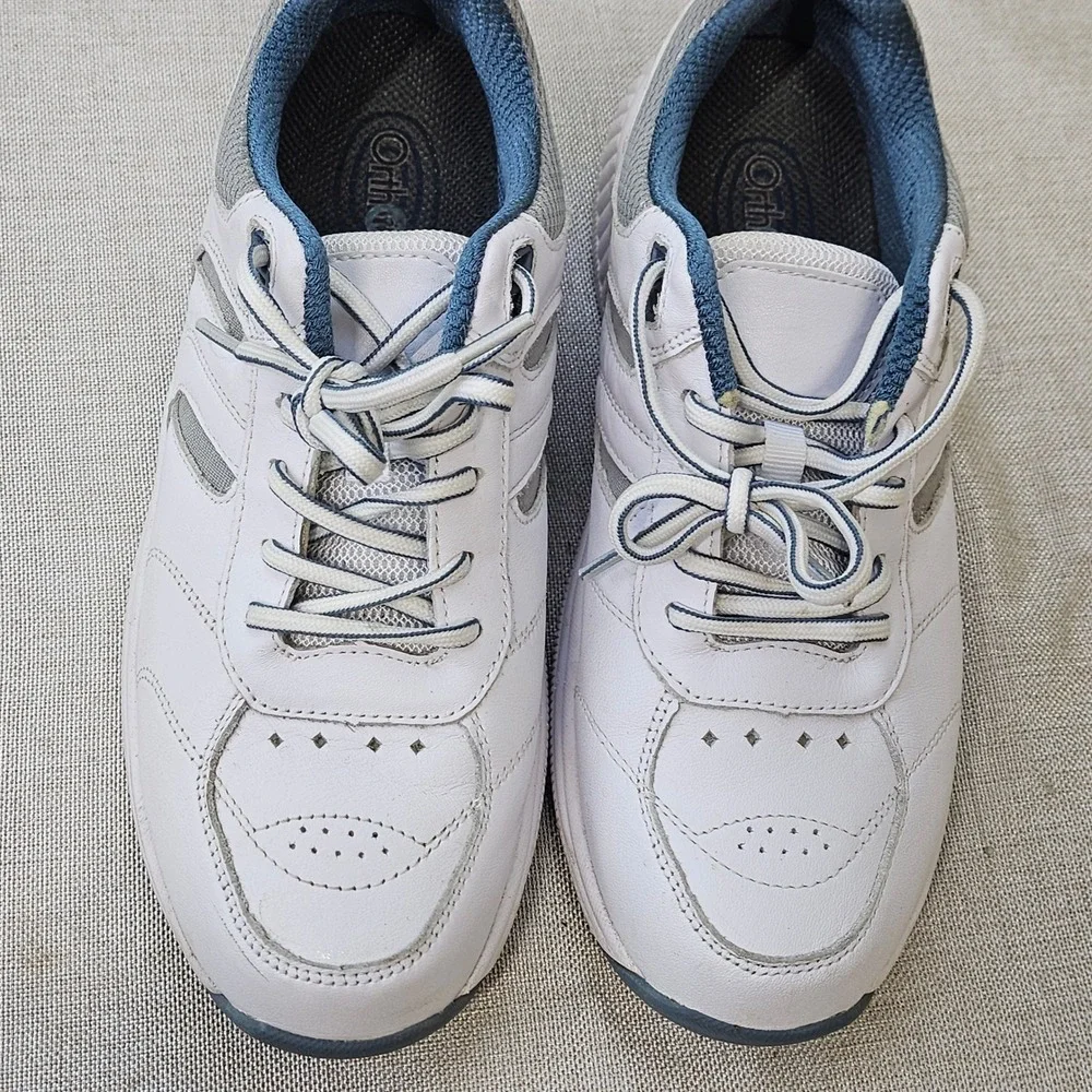 OrthoFeet 940 Walking Shoes Womens 9 White Leather Orthopedic Athletic Sneakers